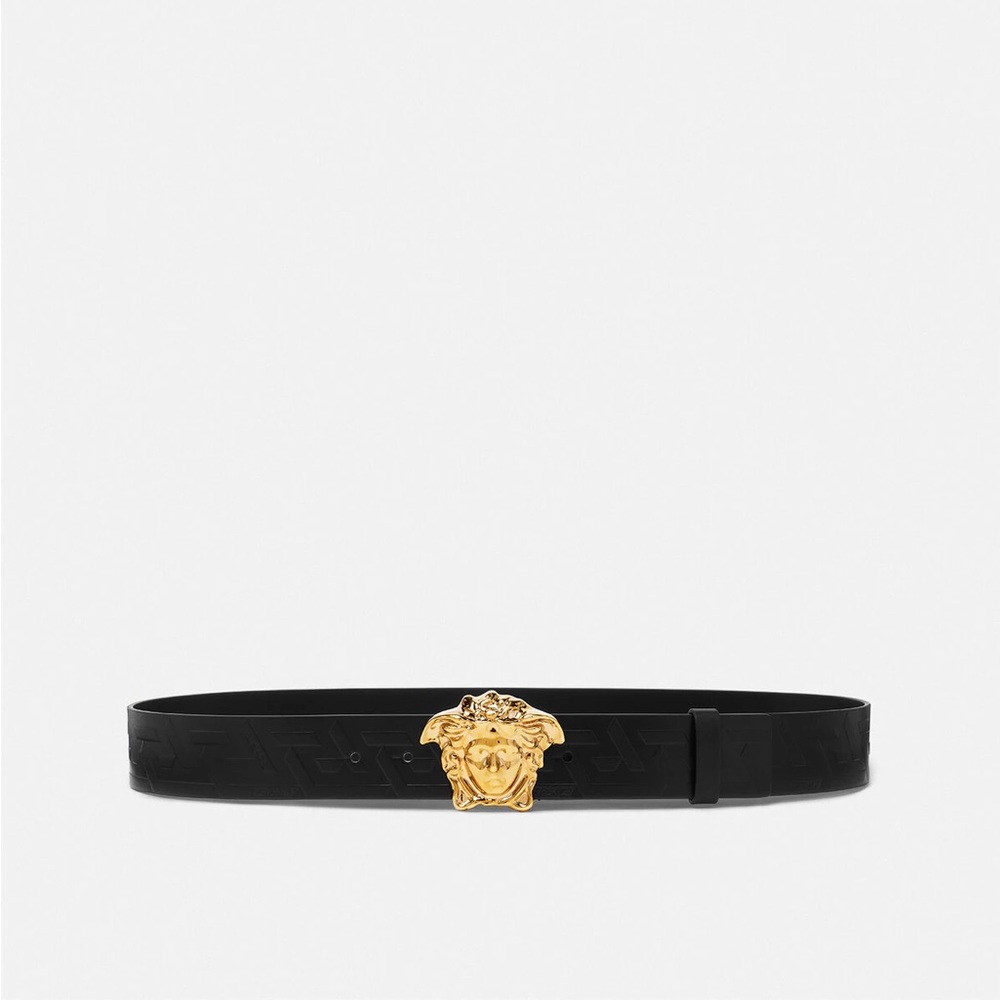 Versace Black and Gold Medusa Belt